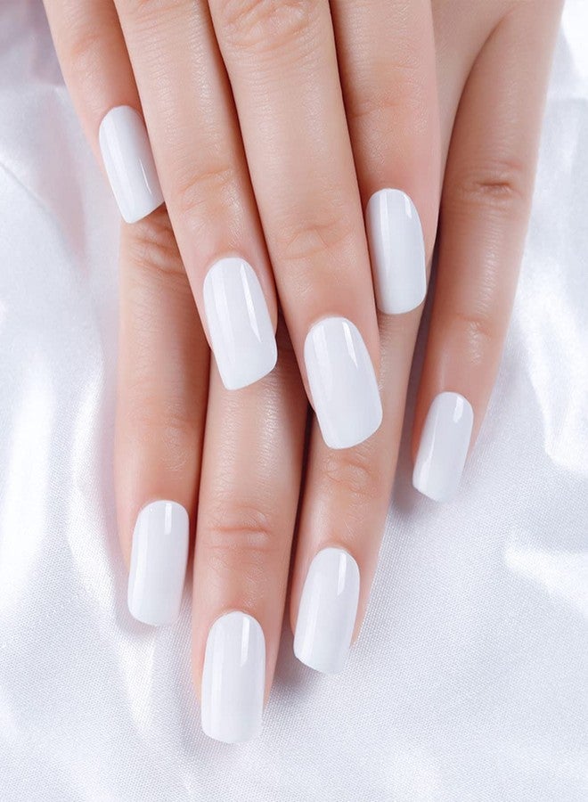 ASVNRES 8 Sheets Glitter Solid White Nail Strips Nail Art Stickers, Solid Color Full Nail Wraps with 3 Pieces Nail File for Nails Christmas Decoration Party Supply for Women Girls Manicure - Image 4